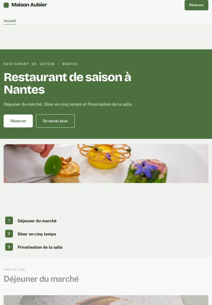 Le même site sur tablette.